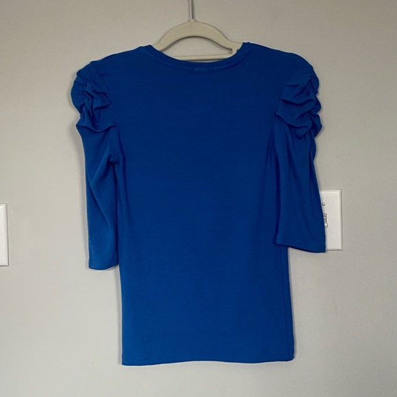 STRADIVARIUS Ruffle Sleeve Blue Shirt - Picture 2 of 5